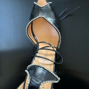 Giuseppe Zanotti Black Leather Heels with Silver Accents